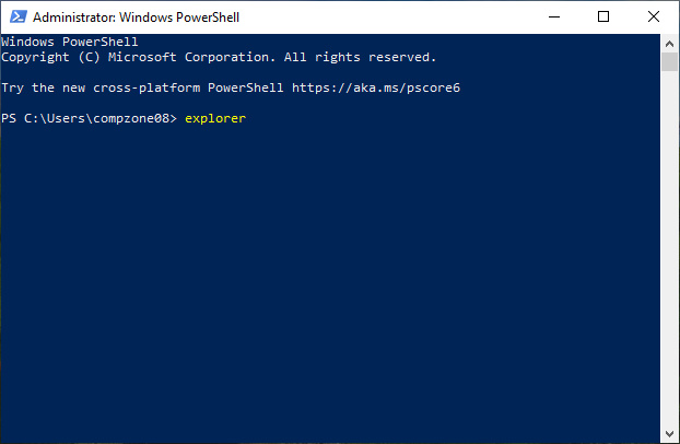 Jalankan File Explorer Dari PowerShell