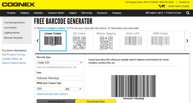 Cognex Free Barcode Generator