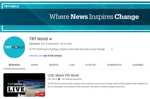 Saluran TV Channel Youtube TRT World