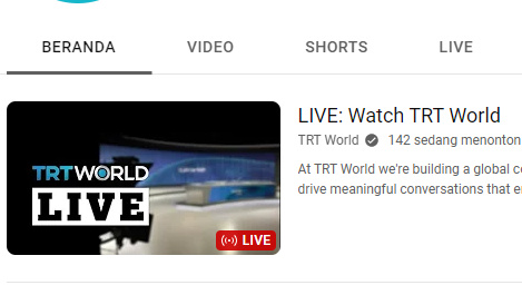 Saluran TV Live TRT World Dari Beranda