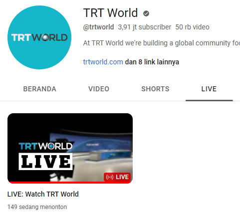 Saluran TV TRT World Dari Menu Live